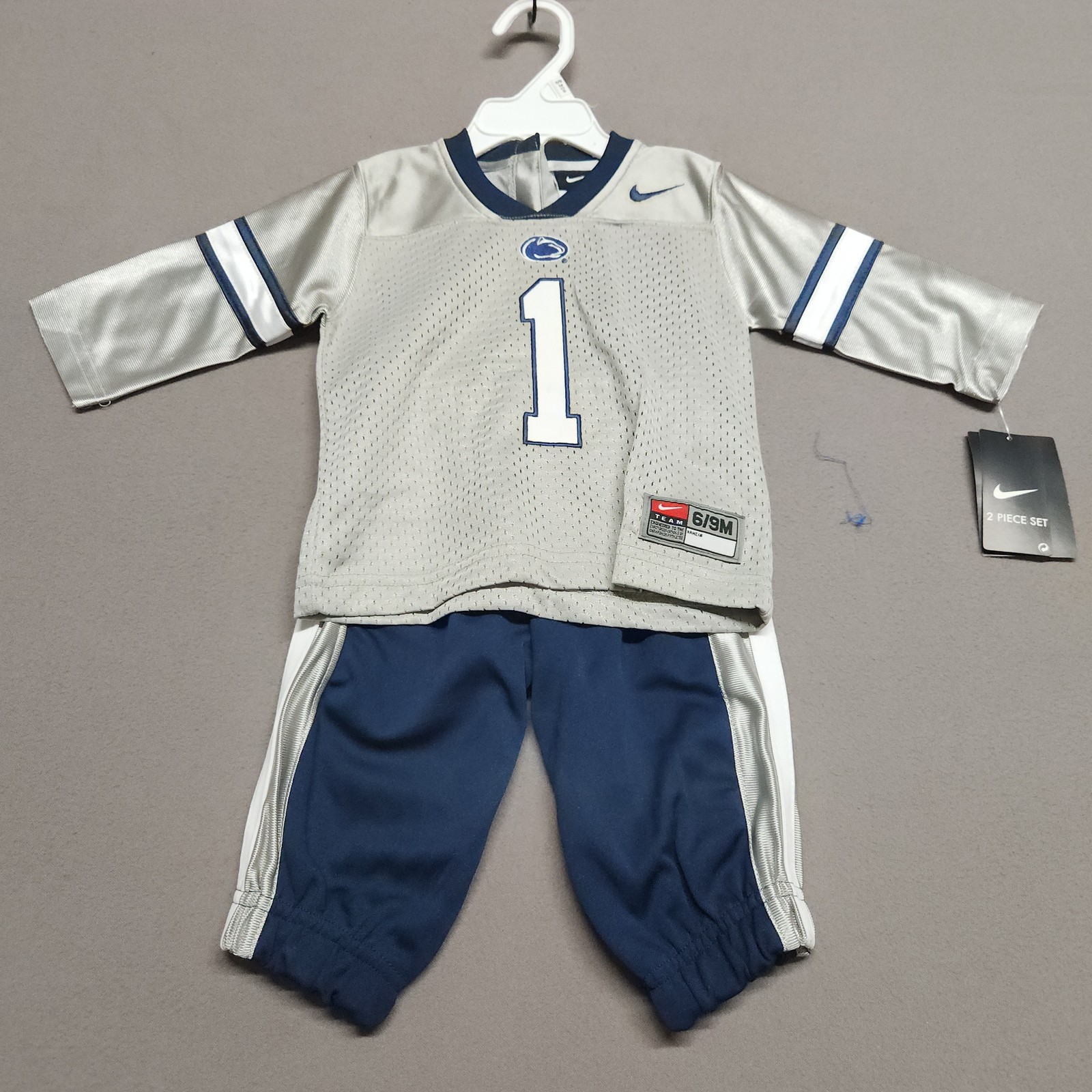 Nike Penn State Lions Infant Football Jersey Pants 2Pc Set 6/9M Gray Navy 146