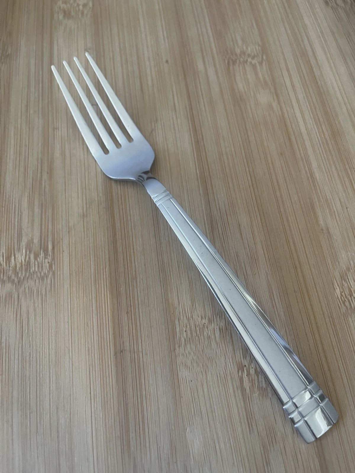 Cambridge AXIS SAND Stainless Glossy Frost Geo Block SALAD FORK  7" EUC