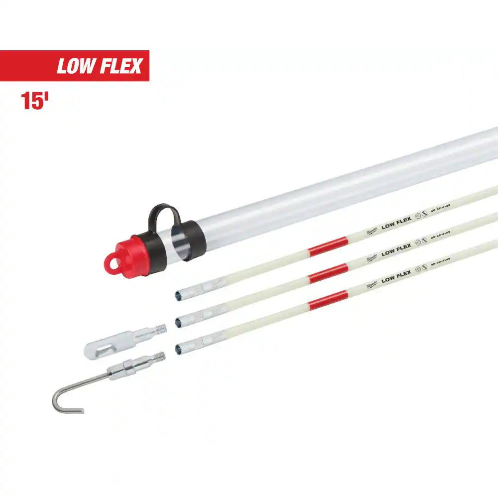 Fish Stick Kit 15ft Low Flex Glow in Dark Fiberglass Wire Pulling Tool Set NEW