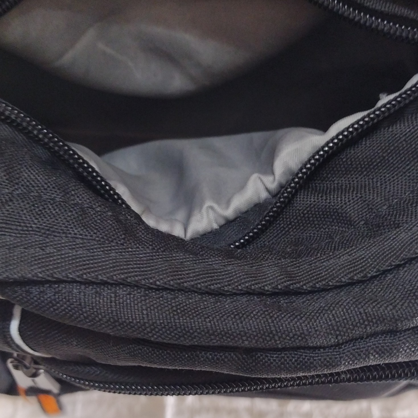 AmazonBasics Black Hiking Backpack Orange Stitching Multiple Compartments