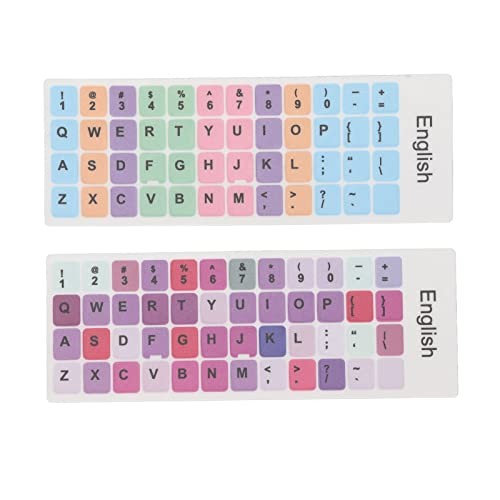 2Pcs PVC English Keyboard Replacement Letter Stickers, Colorful Background and