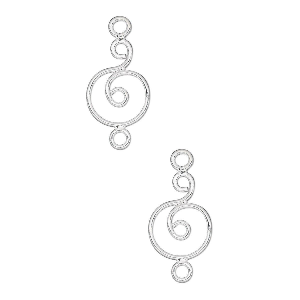 2 Sterling Silver 12x9mm Circle Swirl with Loop Earring Link Connectors