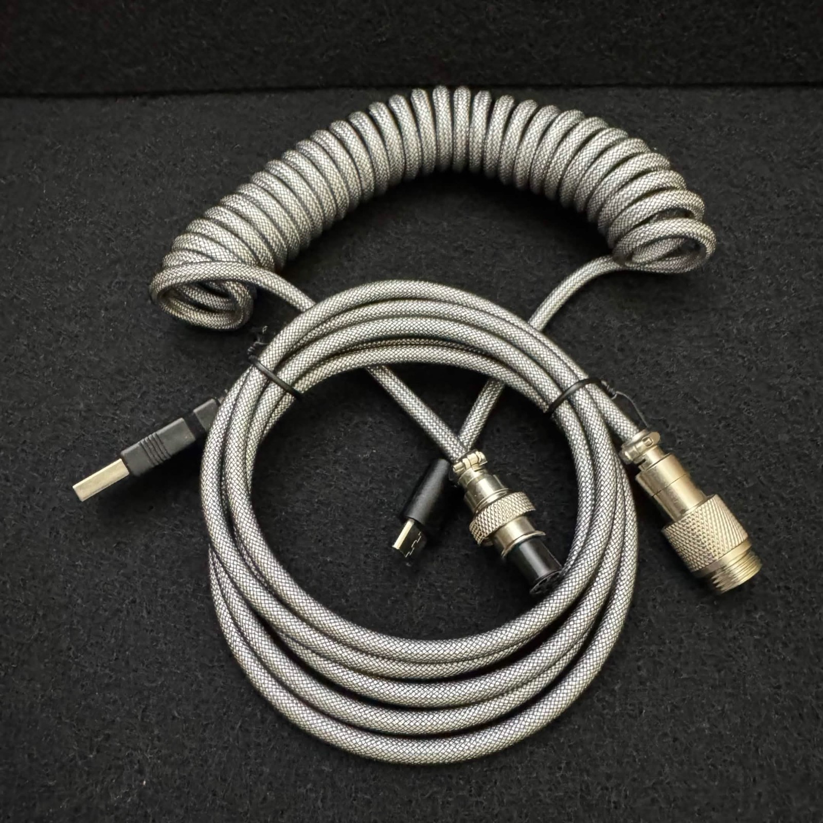 Double Sleeved Coiled Cable with Aviator | USB-C to USB-A | Mechanical Keyboard