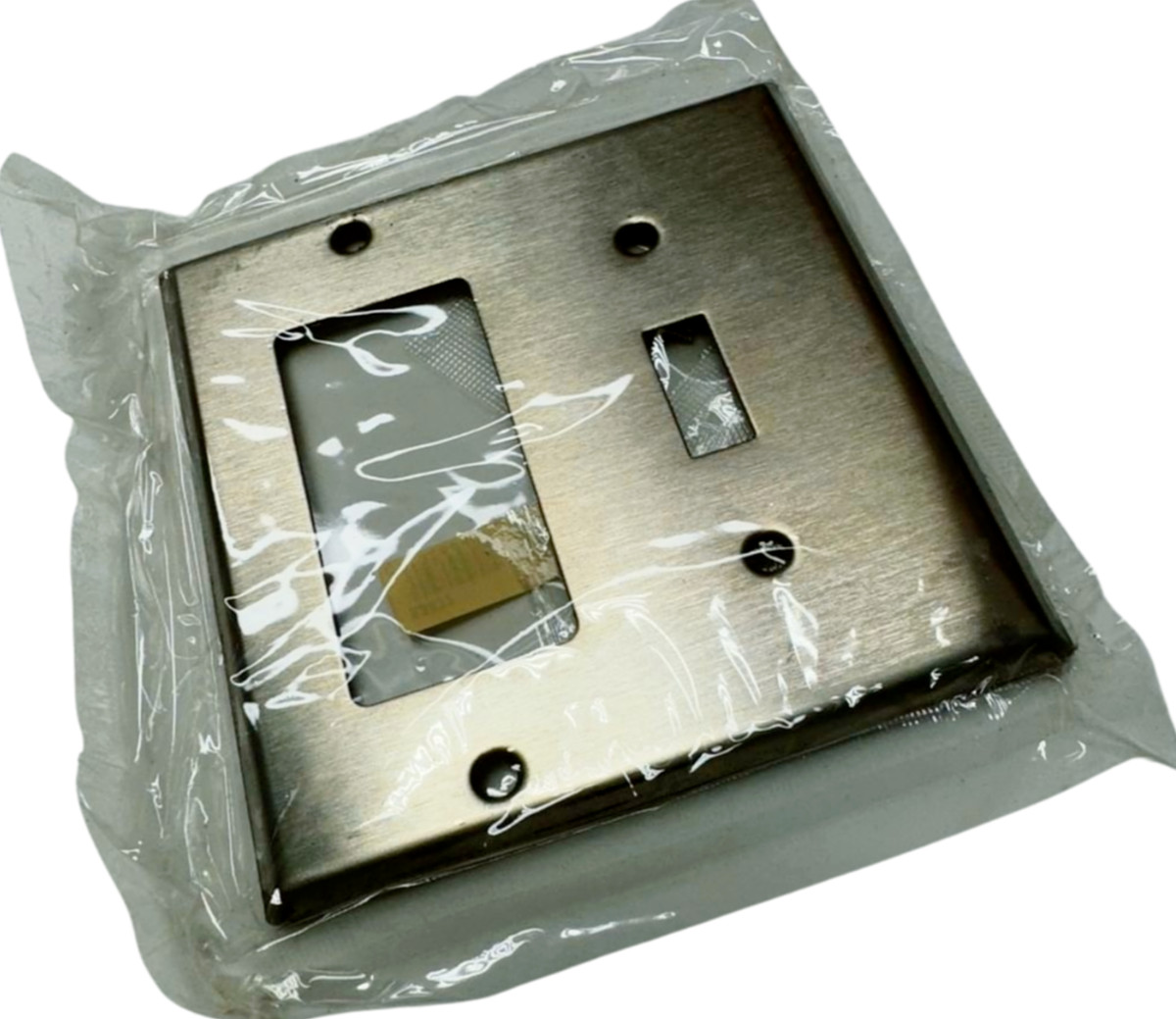 Cooper 93432-Box Stainless Steel 2-Gang Toggle & Decorator Wallplate