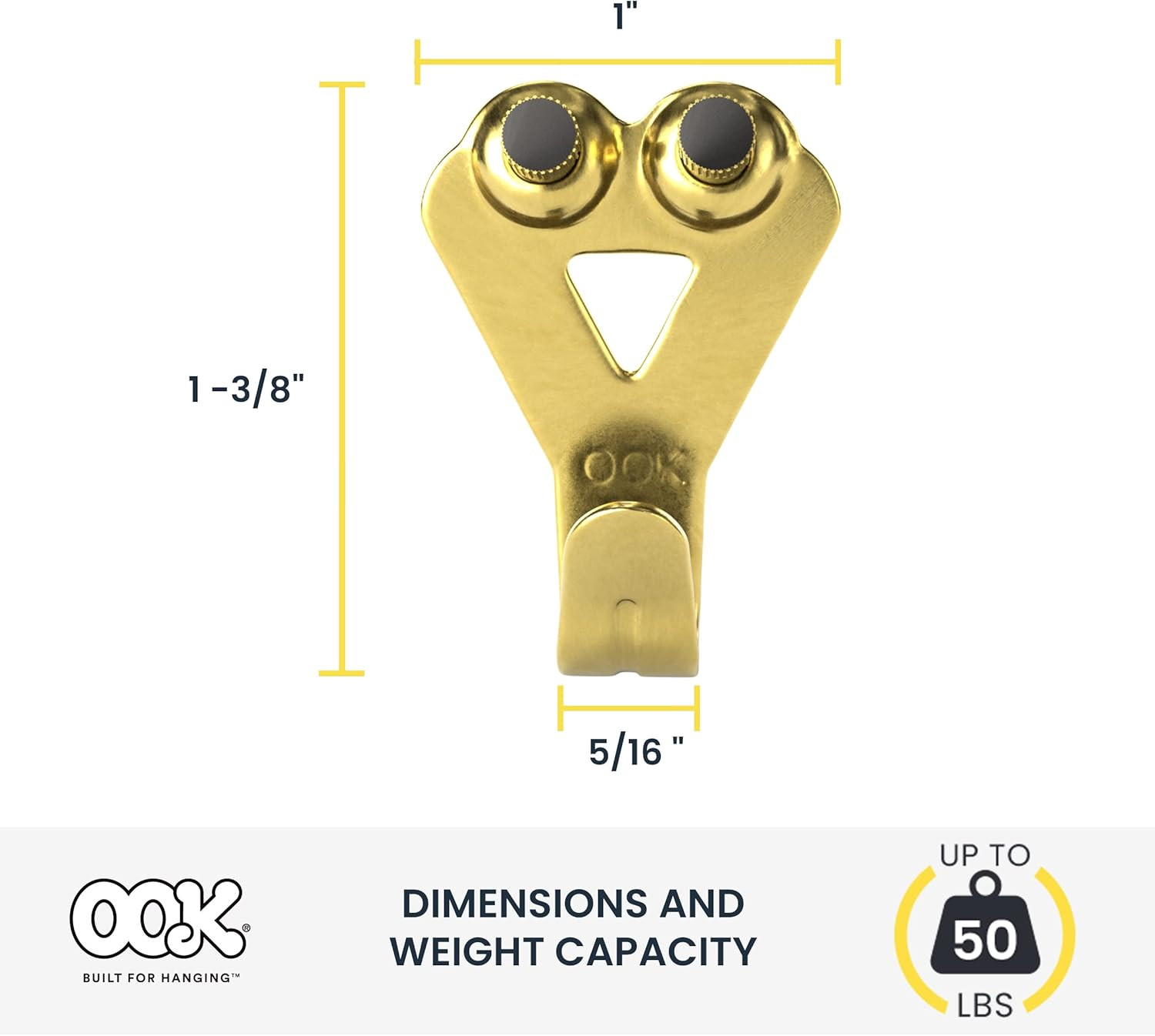50616 Professional Picture Hangers, Art Hangers, Padded, Brass, Reusable Picture