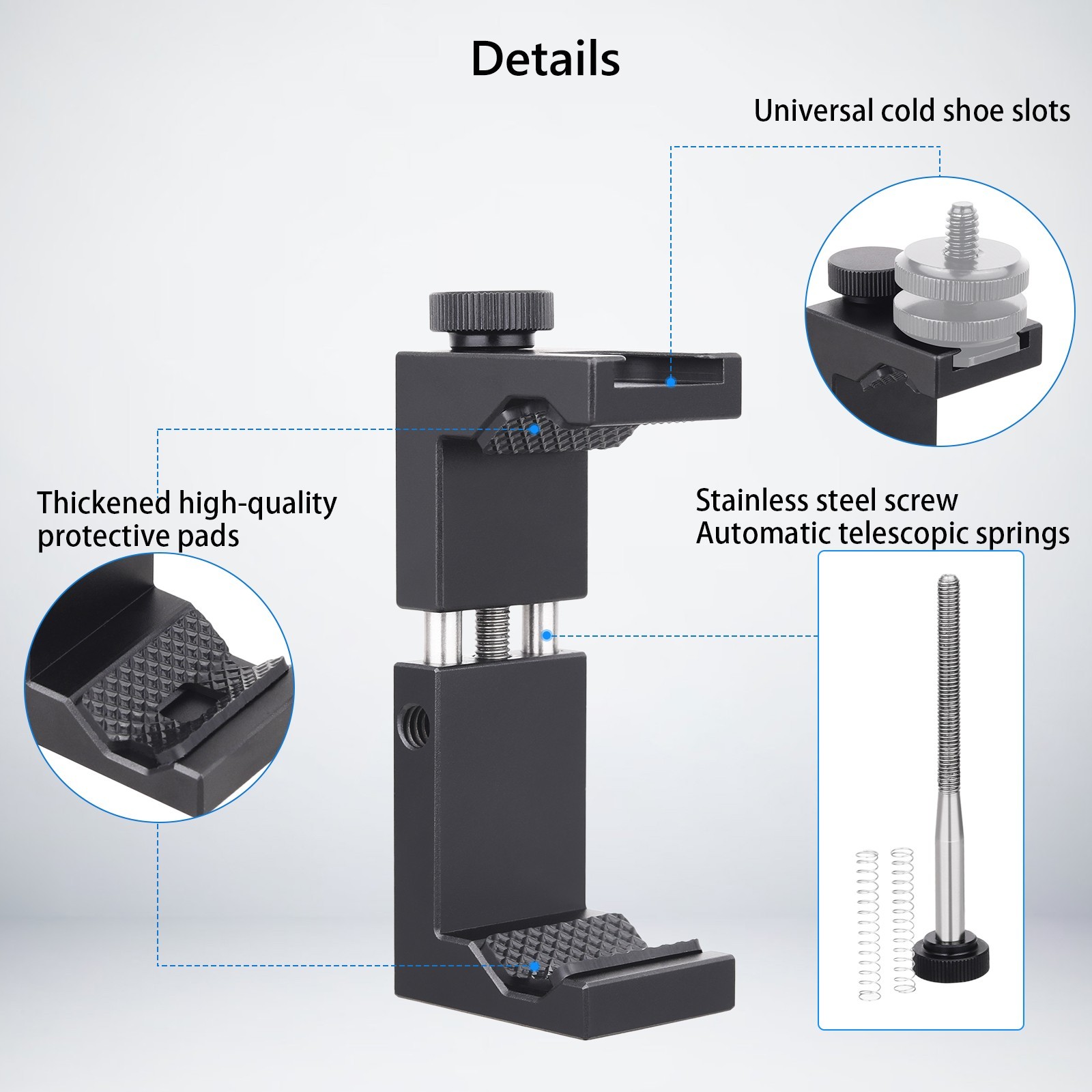 Cell Phone Tripod Mount Adapter Universal Phone Clip Holder With Cold Shoe