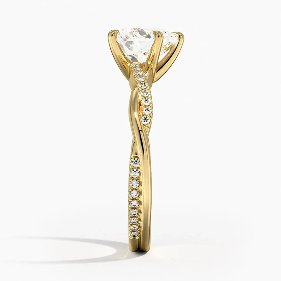 White Moissanite 3.10 Ct Heart Cut Prong Wedding Ring 14K Yellow Gold Finish
