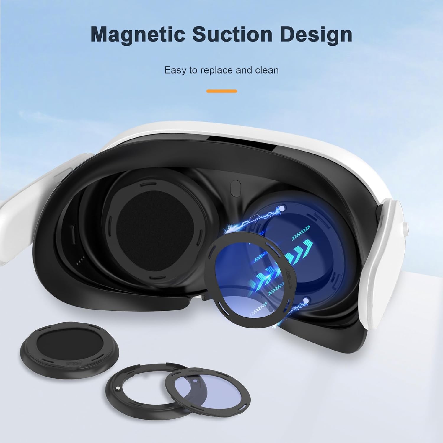 Lens Protector Spacer Kit for Meta Quest 3 with Blue Light Blocking Glasses Wipe