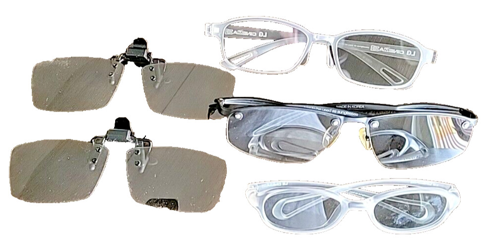 LG Cinema 3D Glasses - Lot of 5 includes 1- child, 2 clip-on  and 2 adult styles