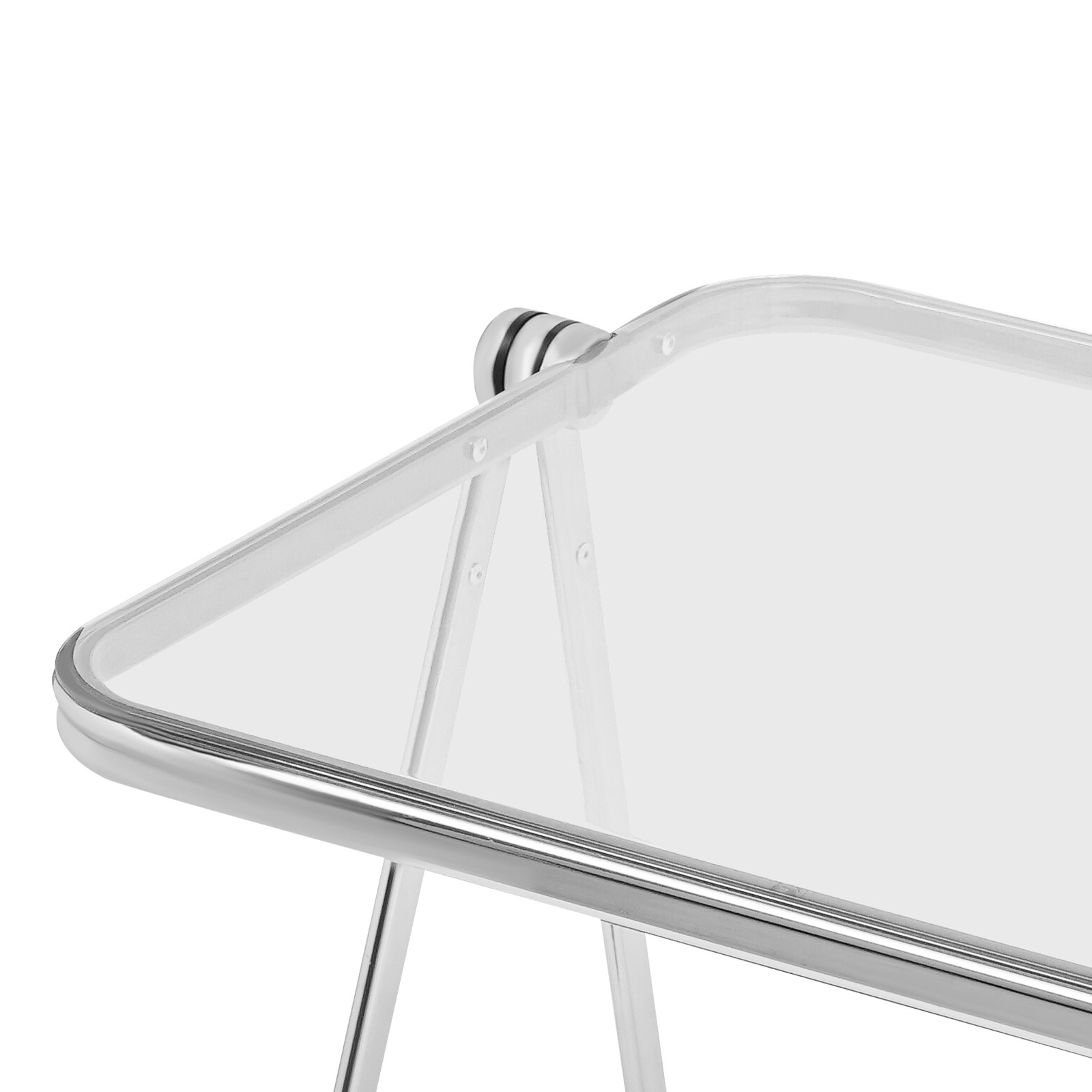 Silver& Clear Foldable Side Table Tiny Computer Desk for Home Office Indoor