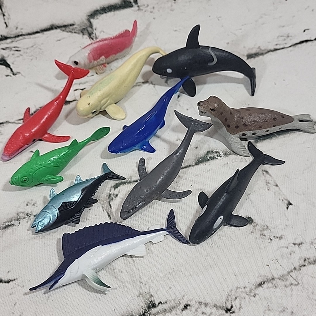 Marine Animal Figures Sea-Life Lot Orca Whales Seal Swordfish Shark