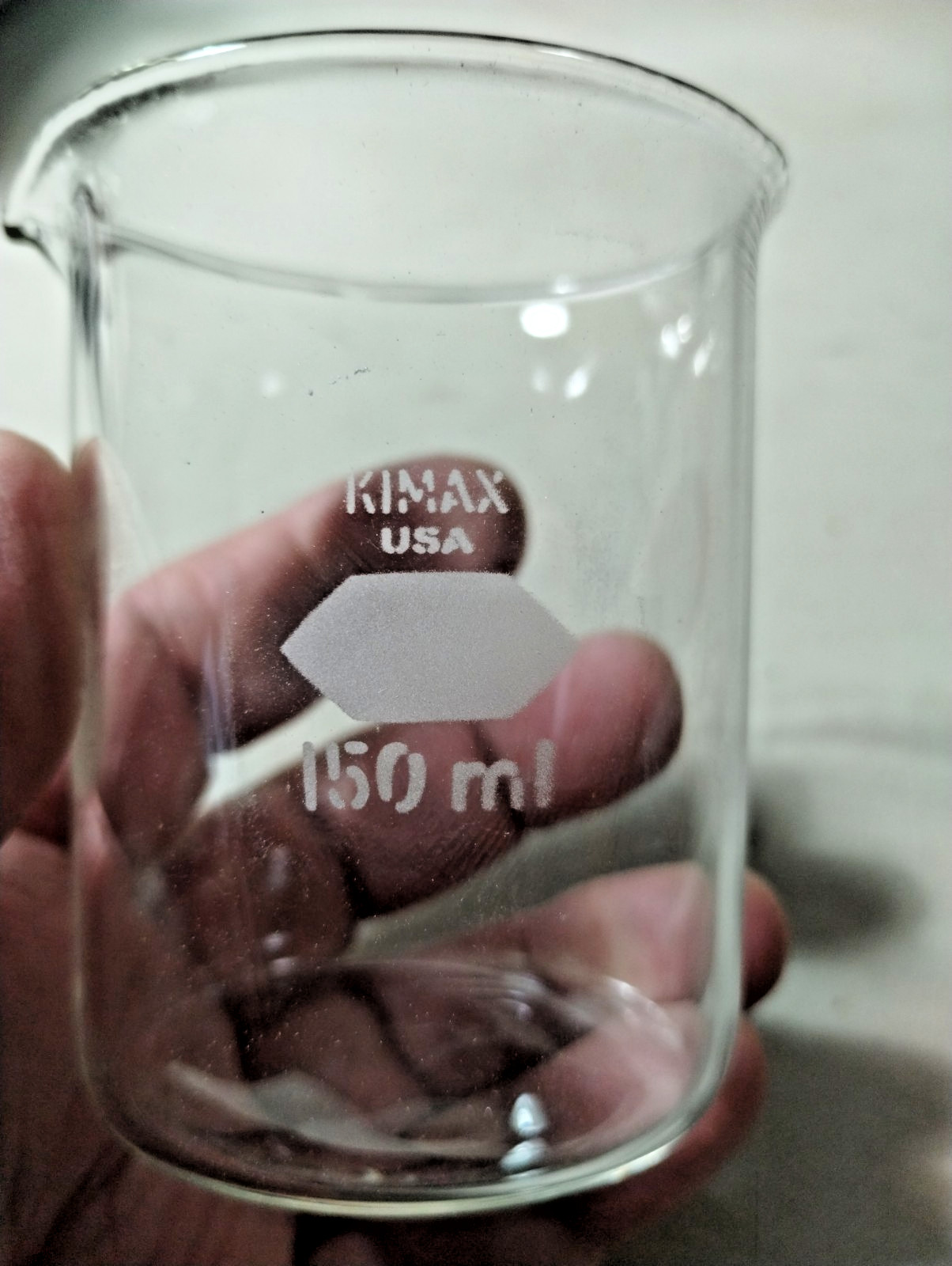 Vintage NEW Kimax Kimble 150ml Glass Beaker w/pour spout Chemical Laboratory