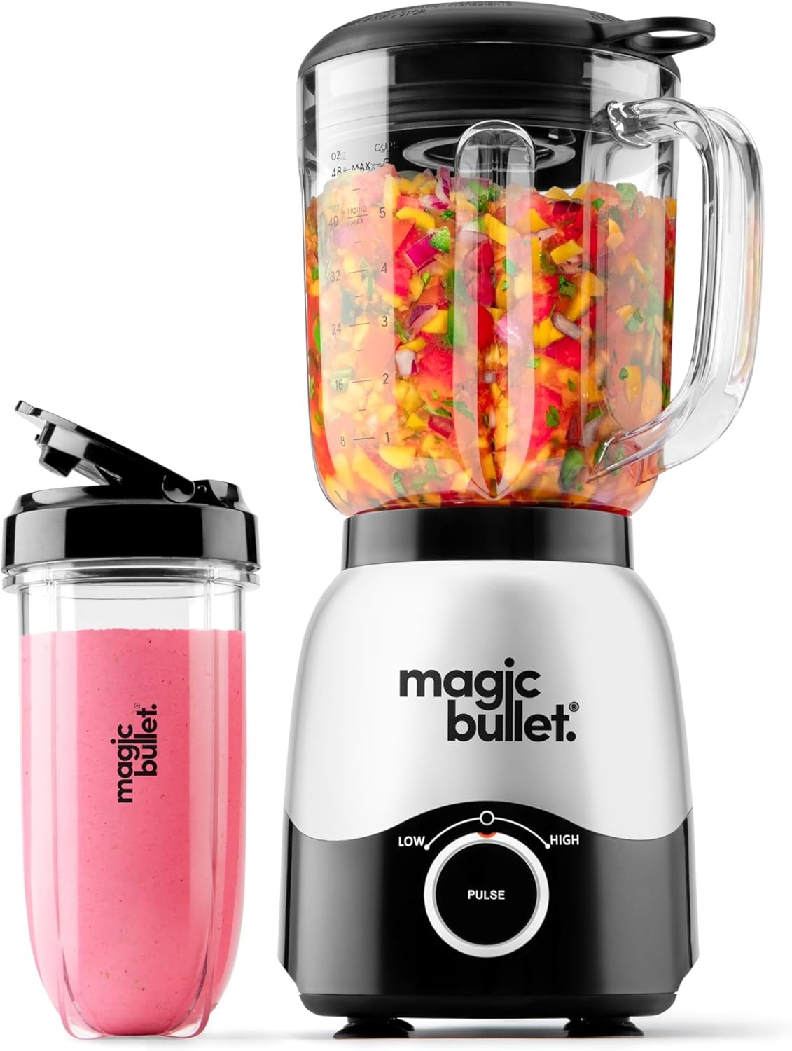 600W Blender 48oz Pitcher 16oz Cup Cross Blade for Smoothies Shakes Easy Clean