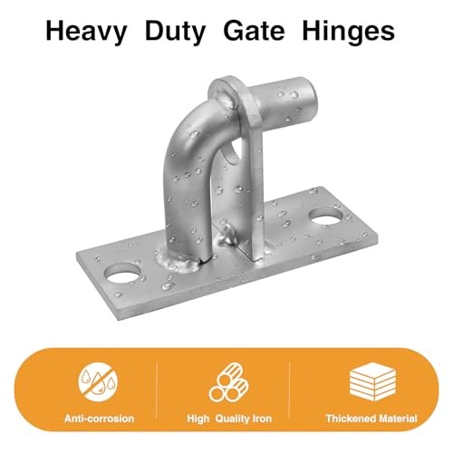 Wall Mount Gate Hinges, Heavy Duty Wall Plate Hinges,Wall Mount 4 Pack Silver