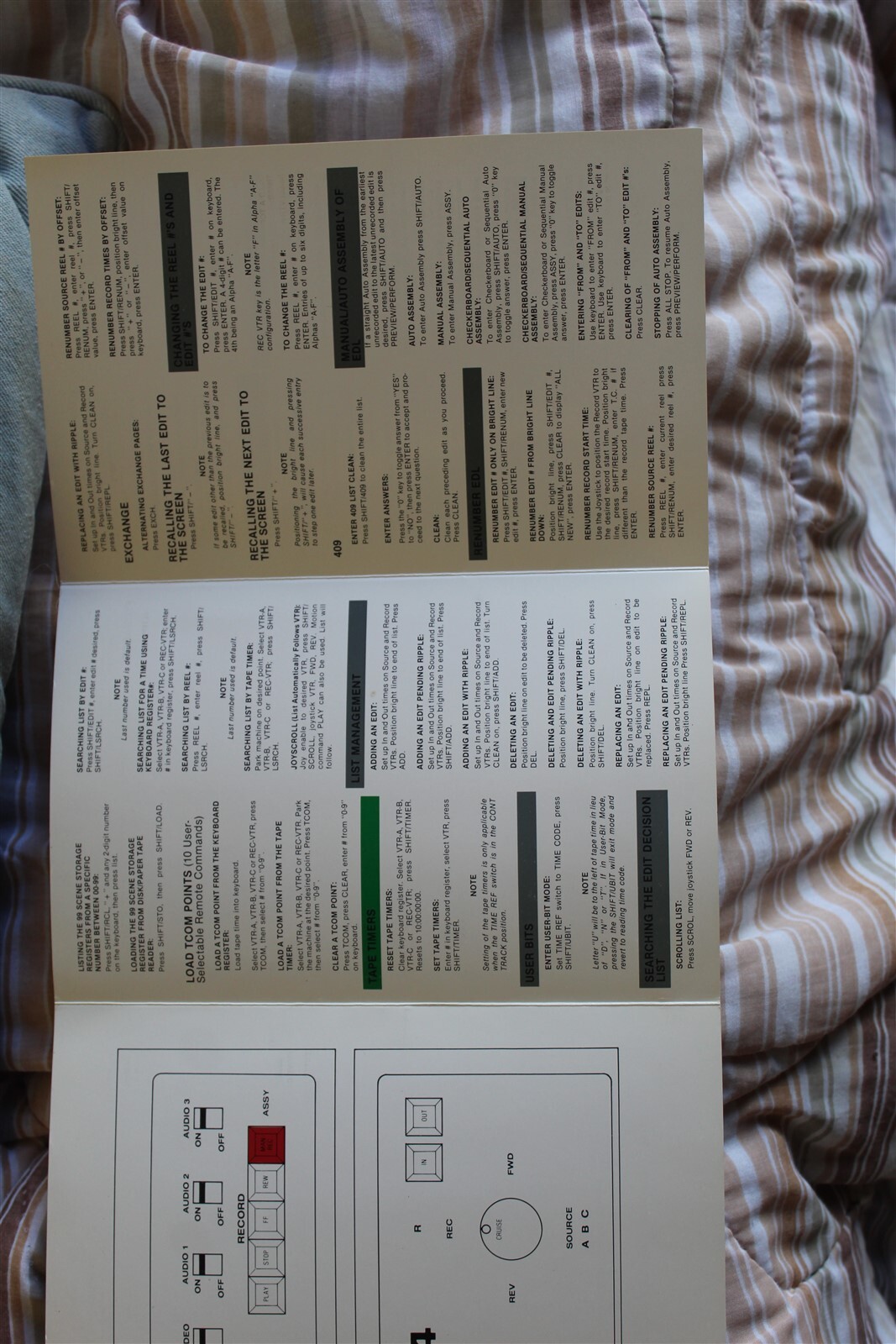 CONVERGENCE CORPORATION 200 SERIES VIDEO EDITOR QUICK REFERENCE GUIDE