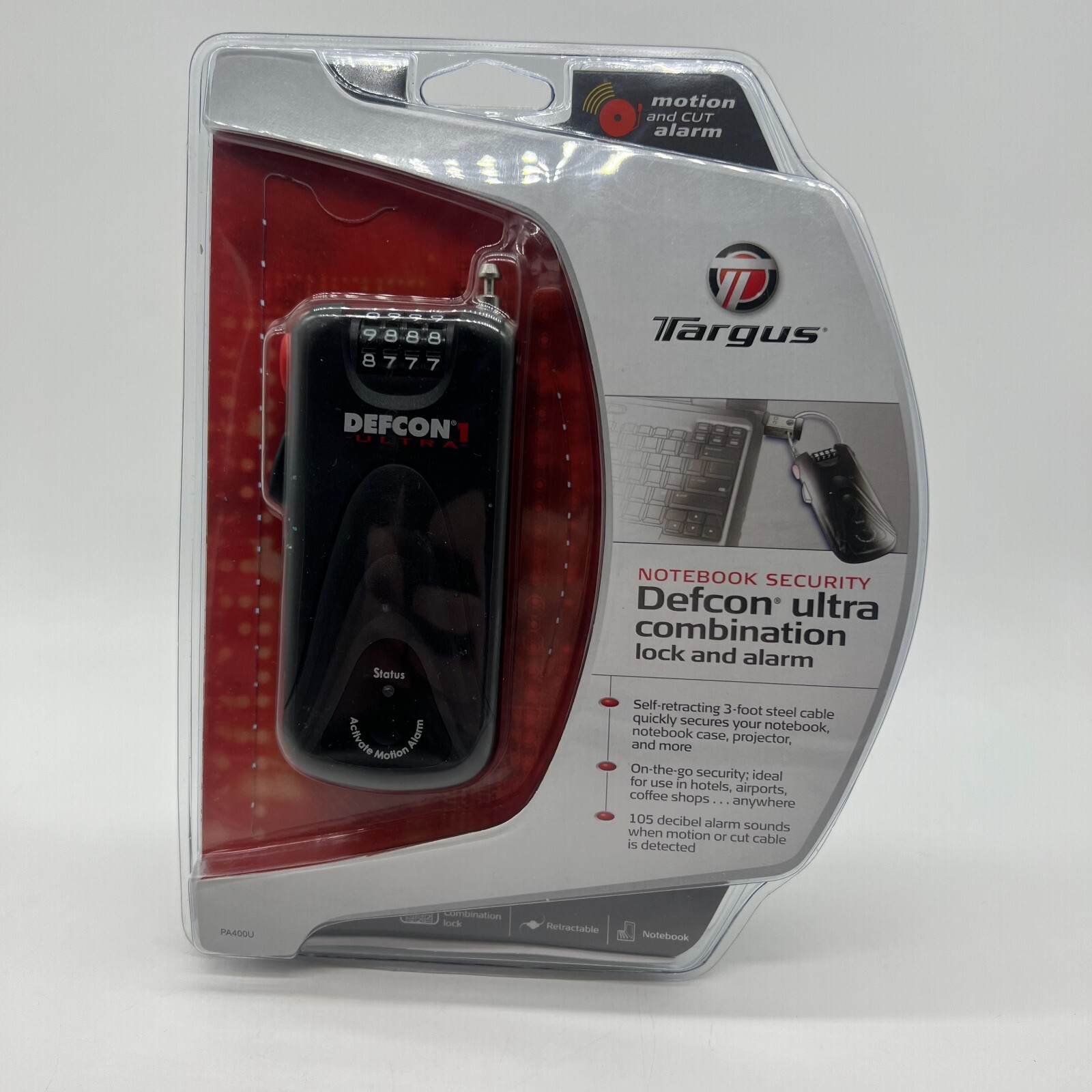 BRAND NEW FACTORY SEALED Targus DEFCON 1 Ultra Combination Lock and Alarm