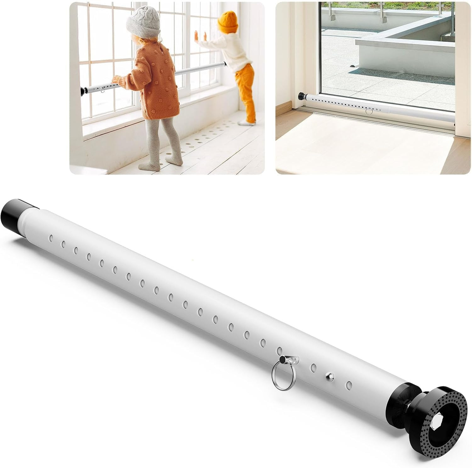 Sliding Door Security Bar Adjustable 17-50in Heavy Duty Window Lock Bar