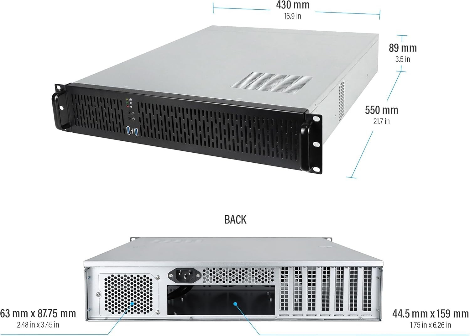 Aluminum Server Chassis - USB 3.0, 7 Expansion Slots