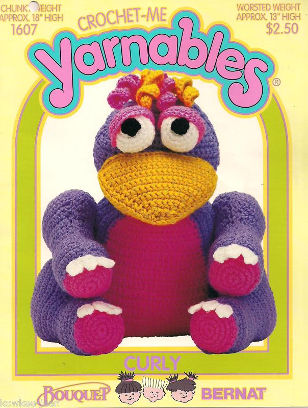 Yarnables crochet pattern CURLY stuffy toy to crochet instructions B1607 vintage