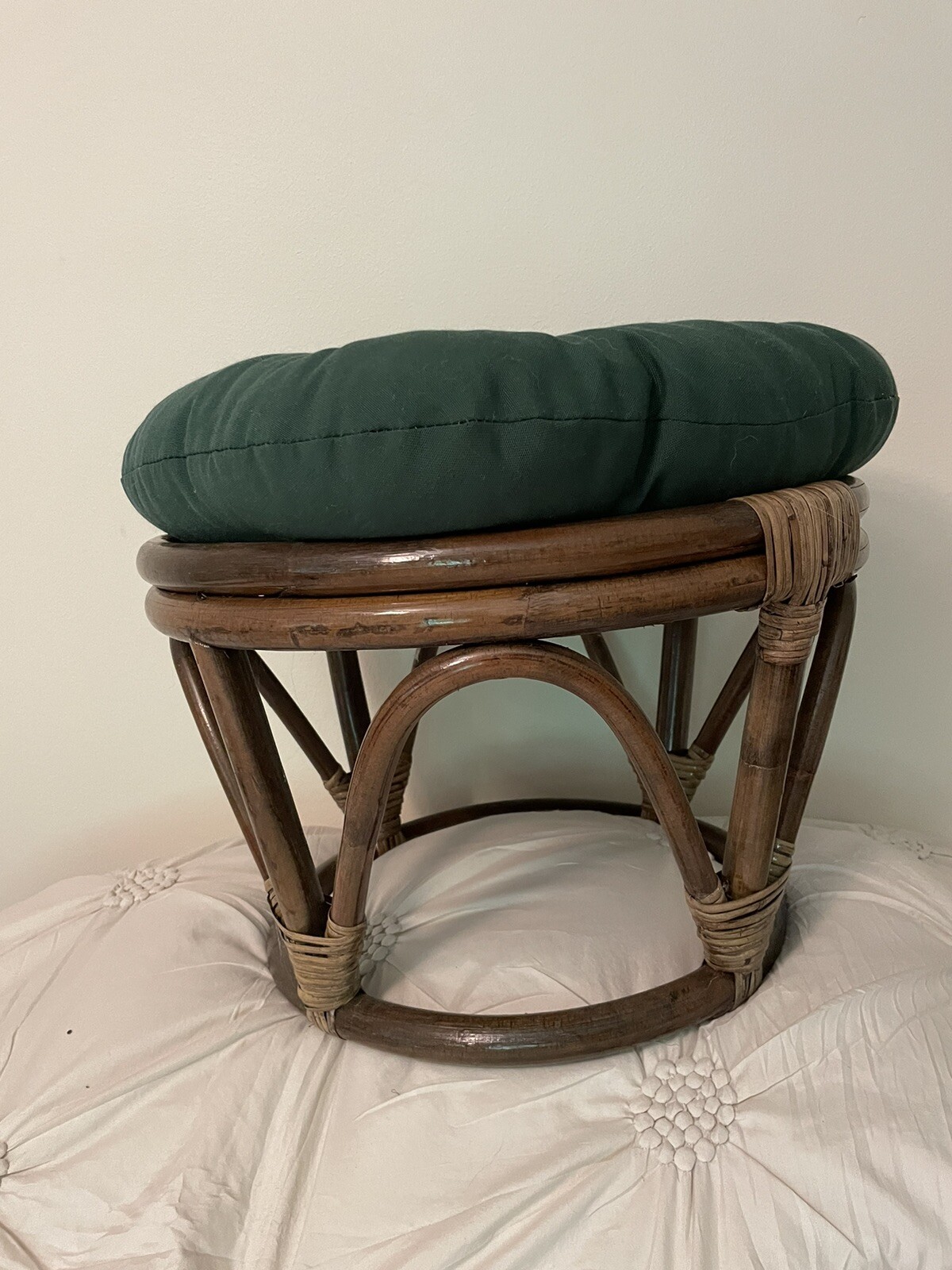 International Caravan Furniture Piece Rattan Footstool with Twill Cushion