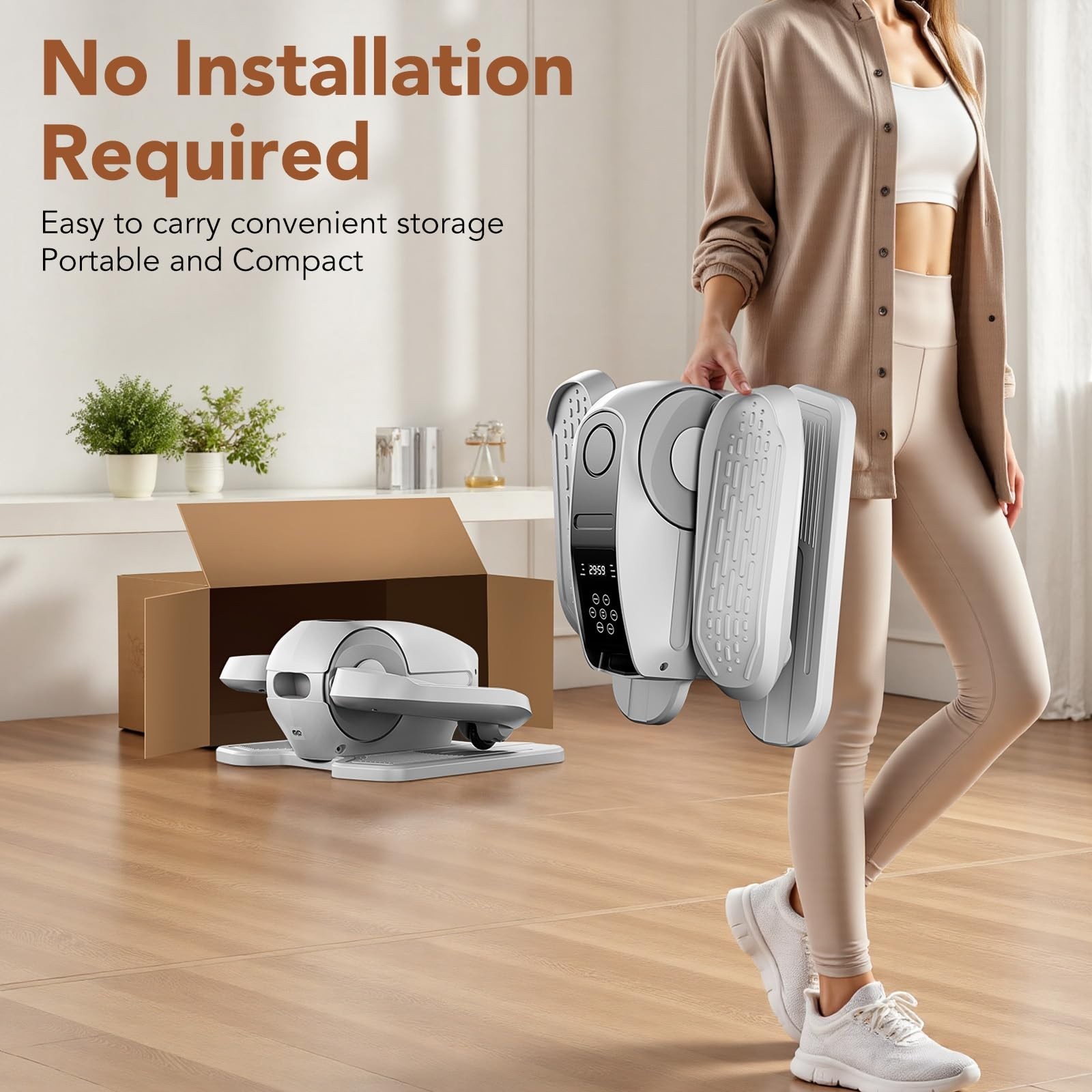 Compact Under Desk Elliptical Machine - 12 Speed Leg Exerciser for Seniors, Elec