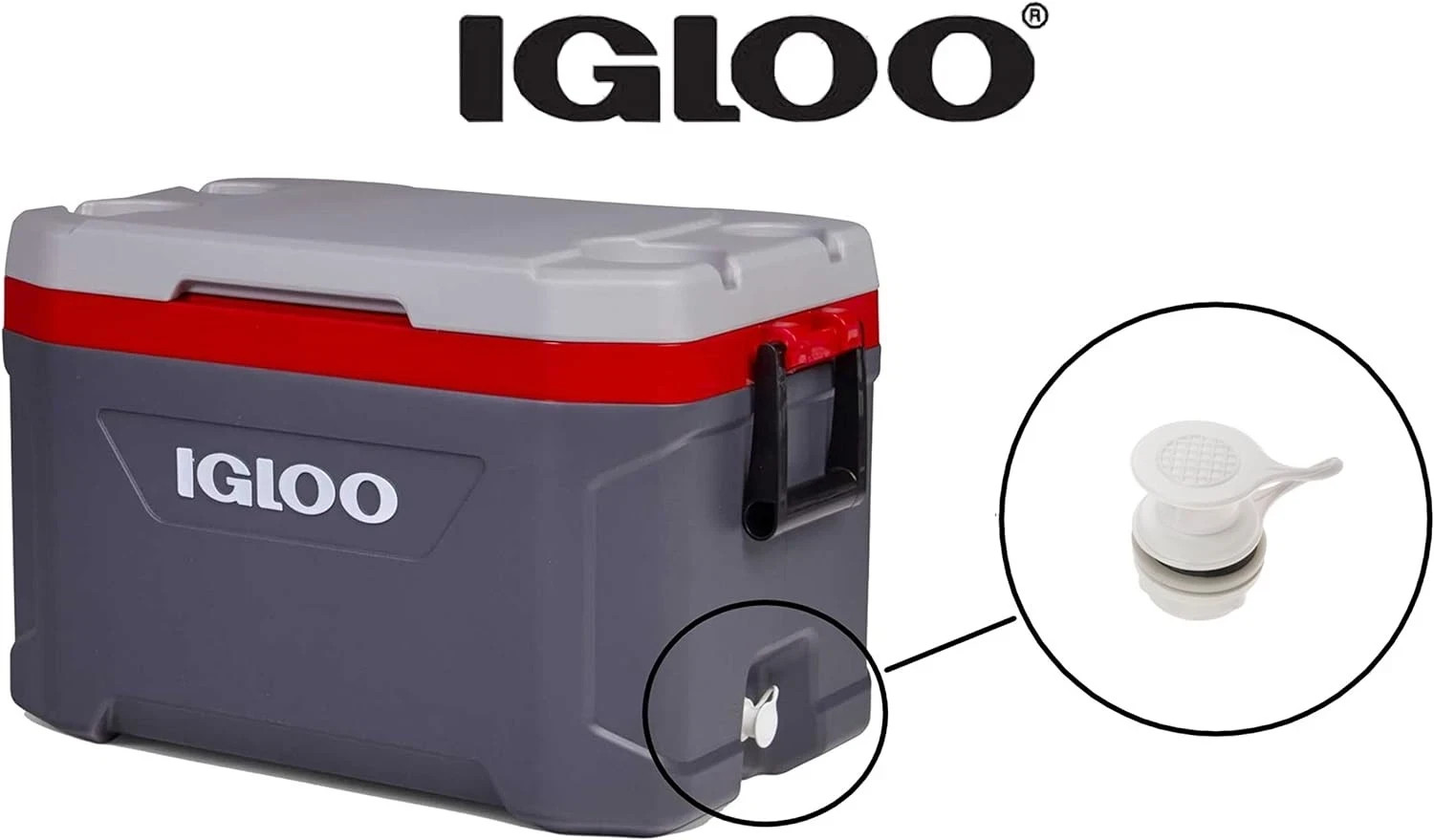 Igloo Authentic Triple Snap Drain Plug for Coolers 7/8" OD Hole Leak-Proof 24010