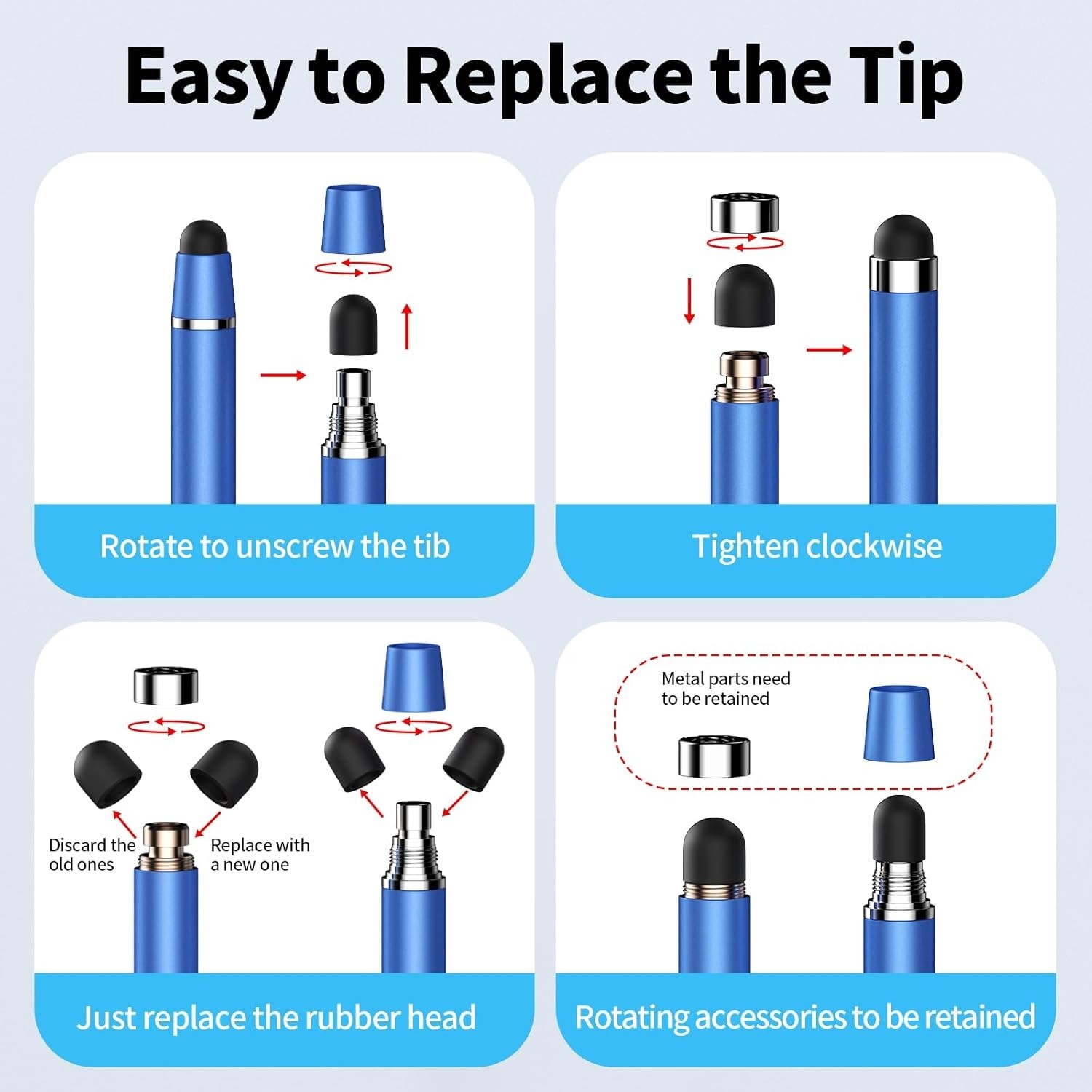 Lightweight Dual-Ended Stylus Pen for iPad/iPhone/Android - No Battery Needed