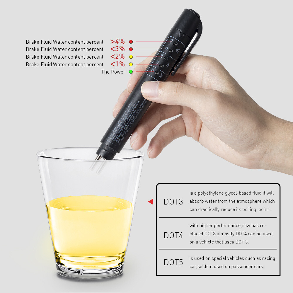 Brake Fluid Tester Pen Oil Testing Moisture Diagnostic Tool For DOT3 DOT4 DOT5