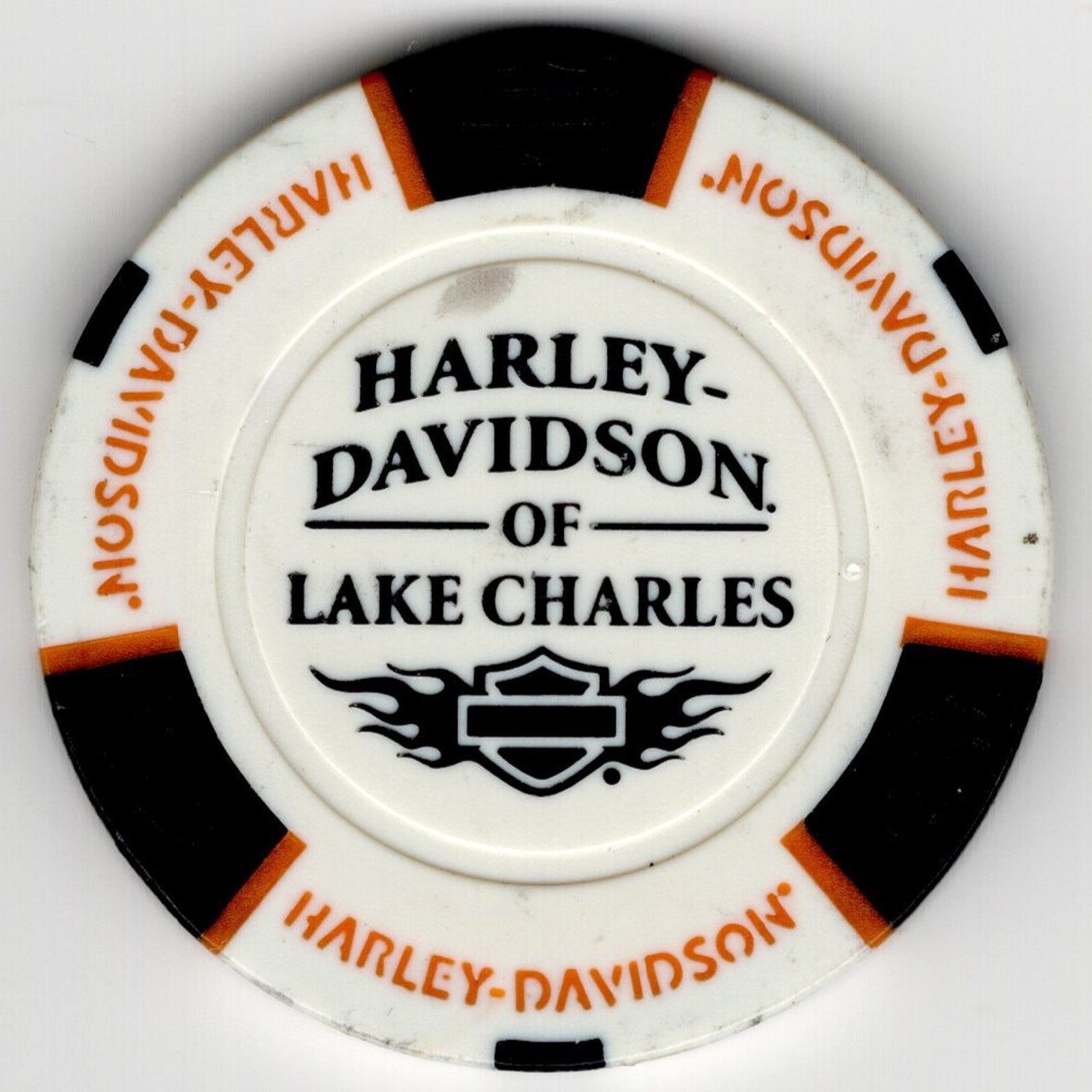 Harley Davidson of Lake Charles Louisiana Dealer Casino Poker Chip Orange Black