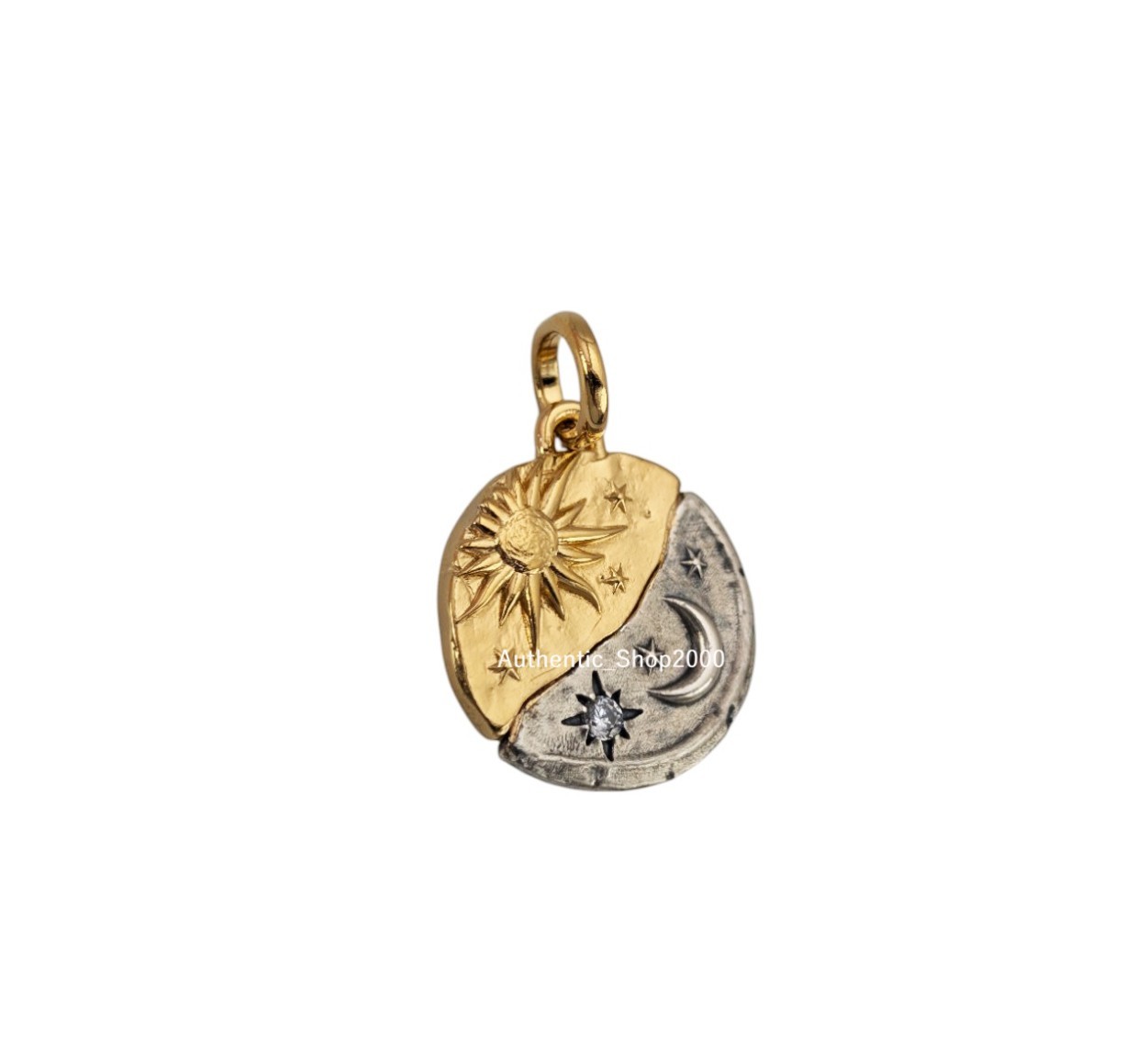 New 100% Authentic PANDORA 14k Gold 925 Sun & Moon Medallion Charm 763977C01