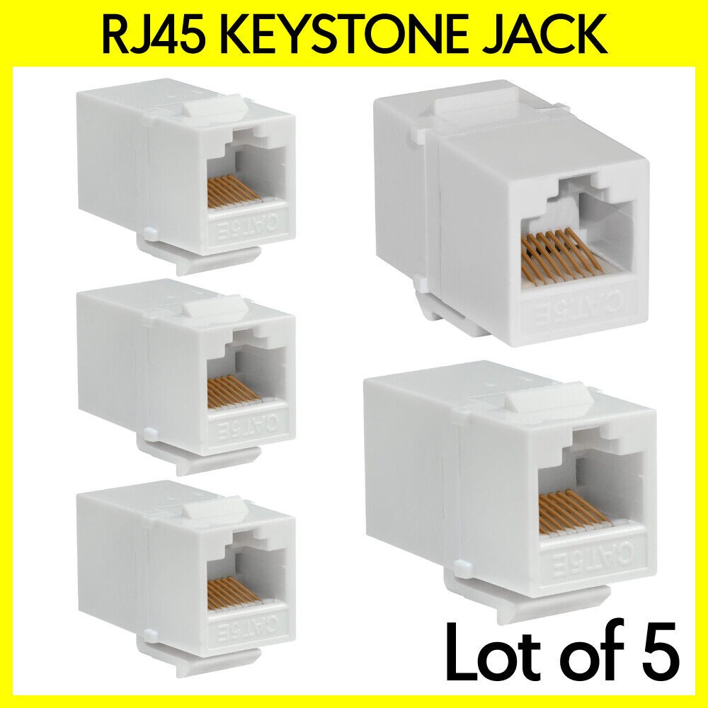5PCS Cat5e Keystone Jack Coupler RJ45 Jack to Jack Adapter Wallplate Patch Panel