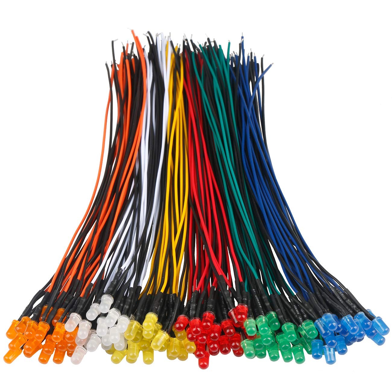 EDGELEC 120pcs 12V LED Lights Emitting 5mm, [01] 6 Colors X 20 Pcs / 120
