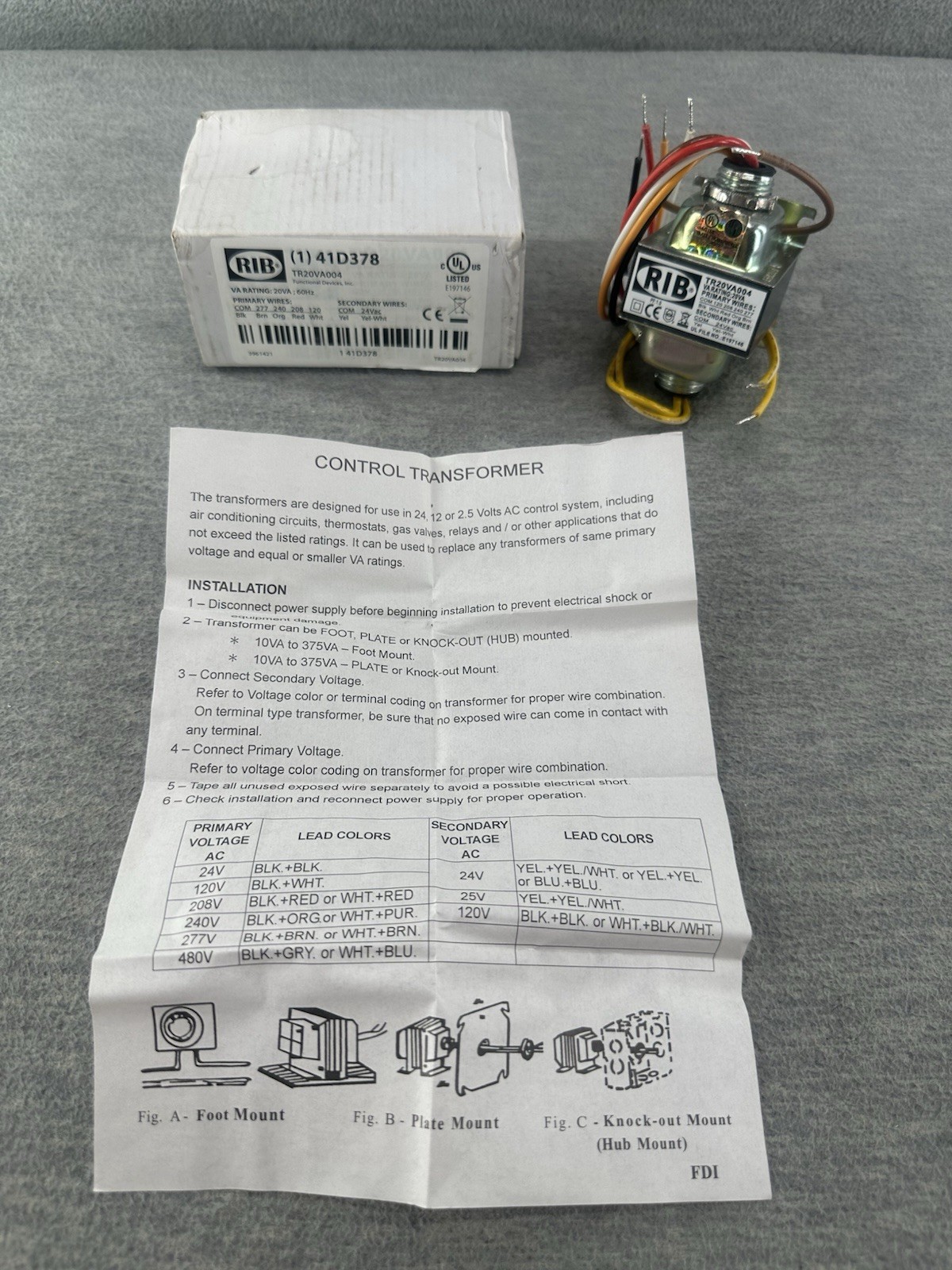 RIB TR20VA004 - Transformer 20VA 60 HZ    HR