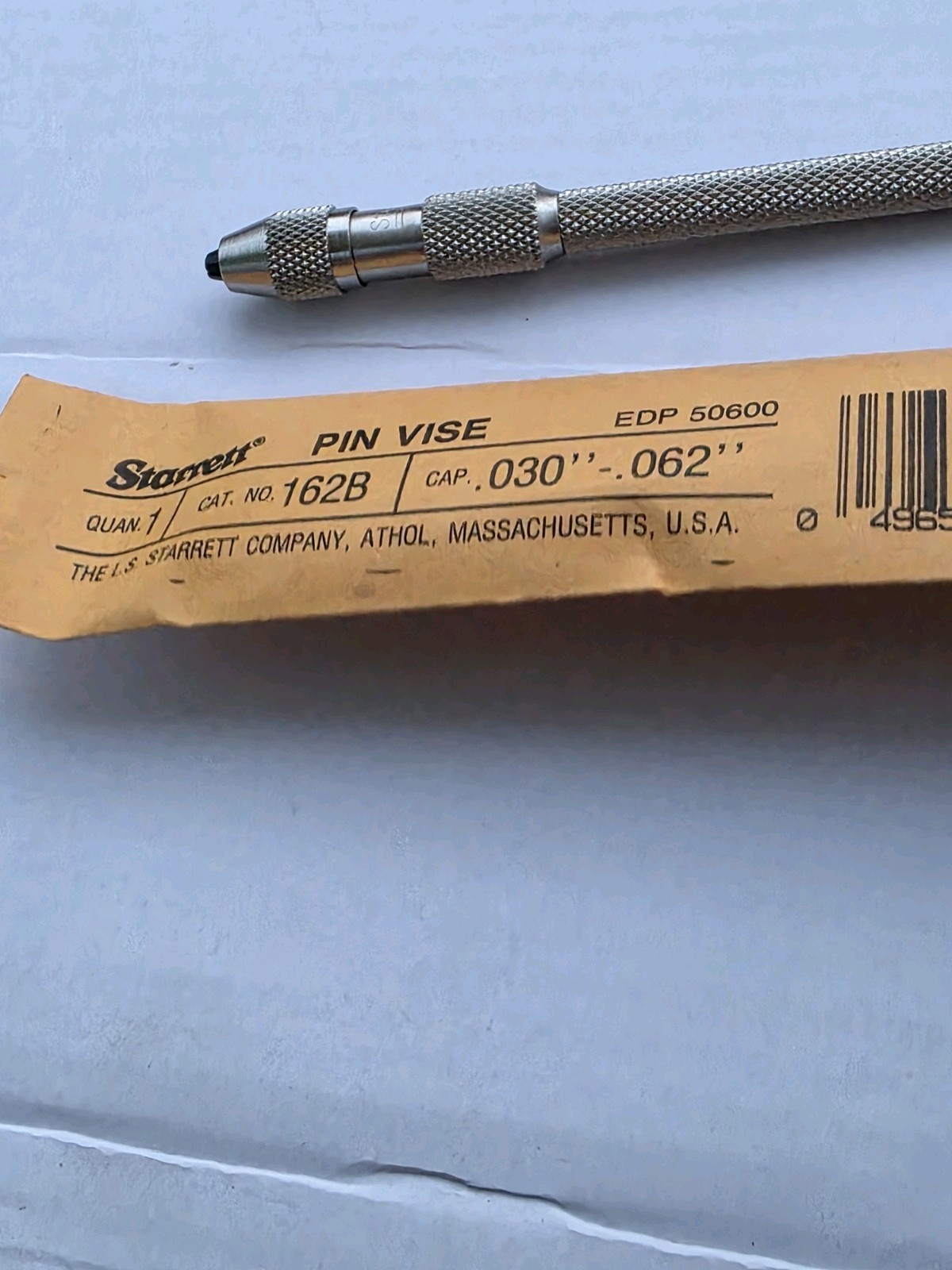 Starrett 162B Pin Vise .030-.062 With Box