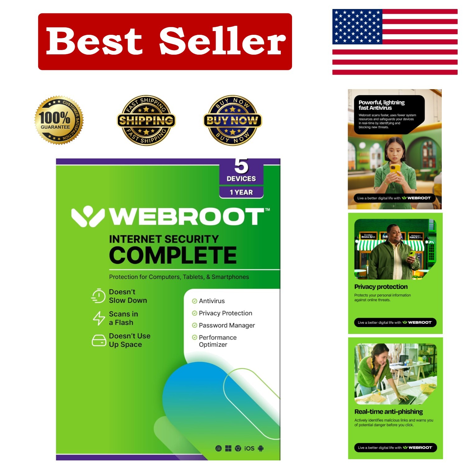 Complete Internet Security for 5 Devices: Antivirus, Password Manager & More!