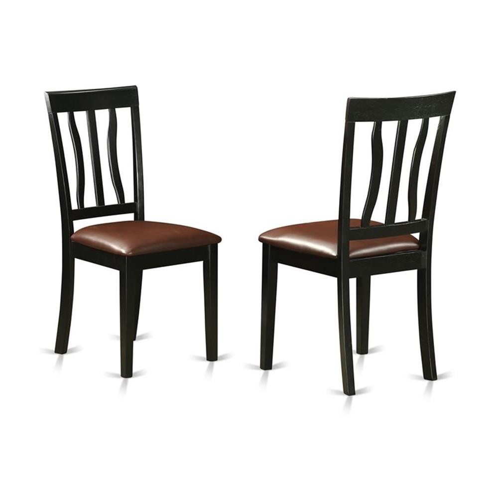 East West Furniture Hartland 3-piece Wood Dining Set with Leather Seat in Black