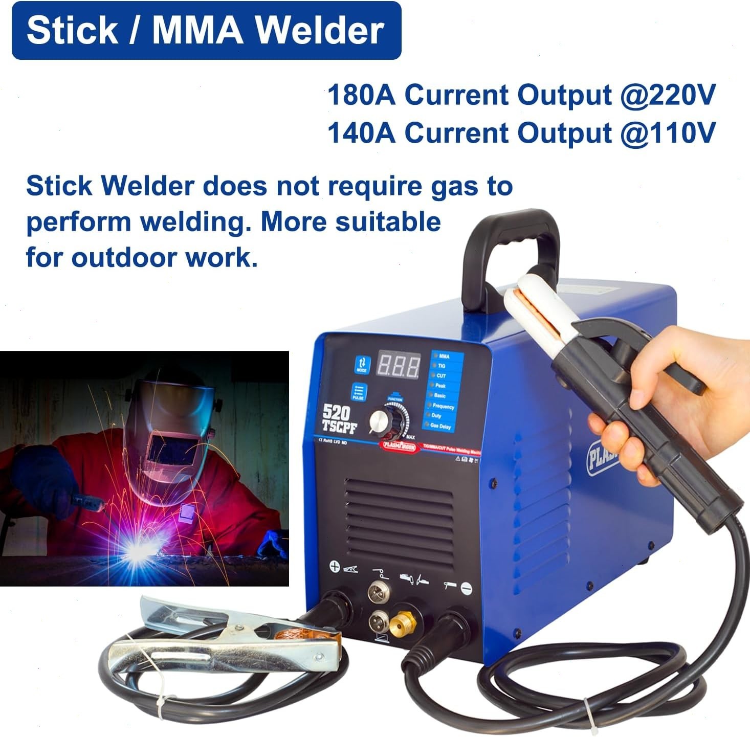 520TSCPF 3-IN-1 110V/220V Plasma Cutter Welder Machine HF 50A CUT/200A TIG/MMA