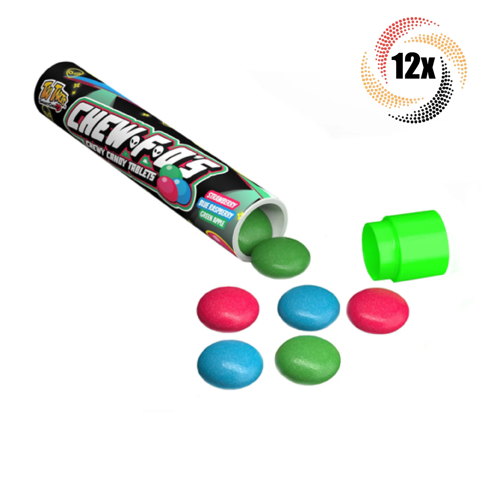12x Packs Too Tarts Chew F O's Chewy Assorted Flavor Candy Tablets | 1.05oz