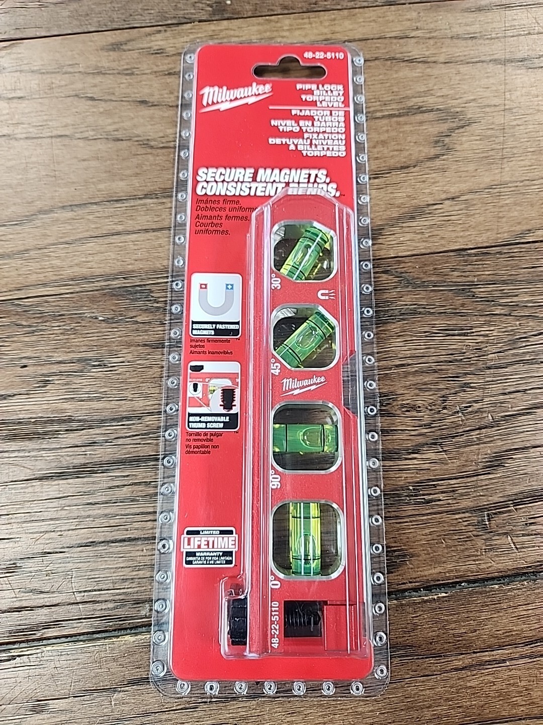 Milwaukee 48-22-5110 6.5" Impact Resistant Pipe Lock Billet Torpedo Level