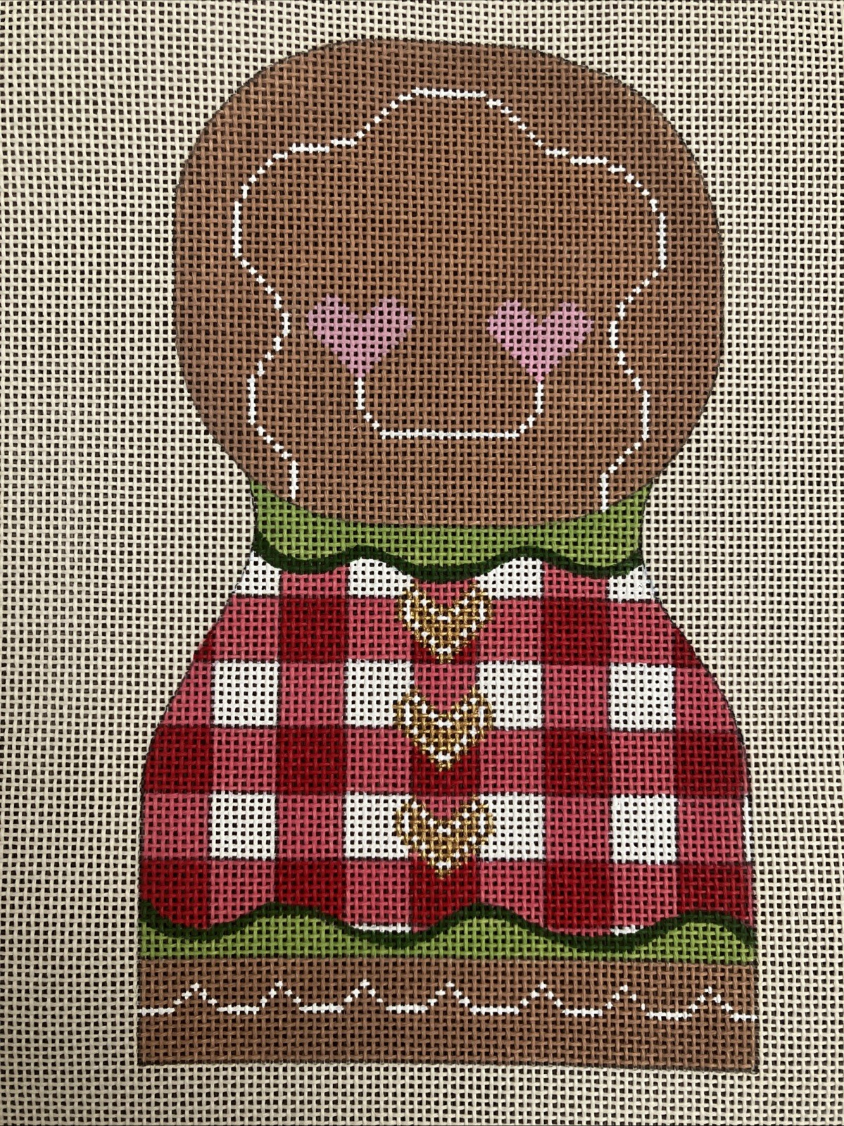 Handpainted Needlepoint Canvas | Gingerbread Girl | **Read Description**