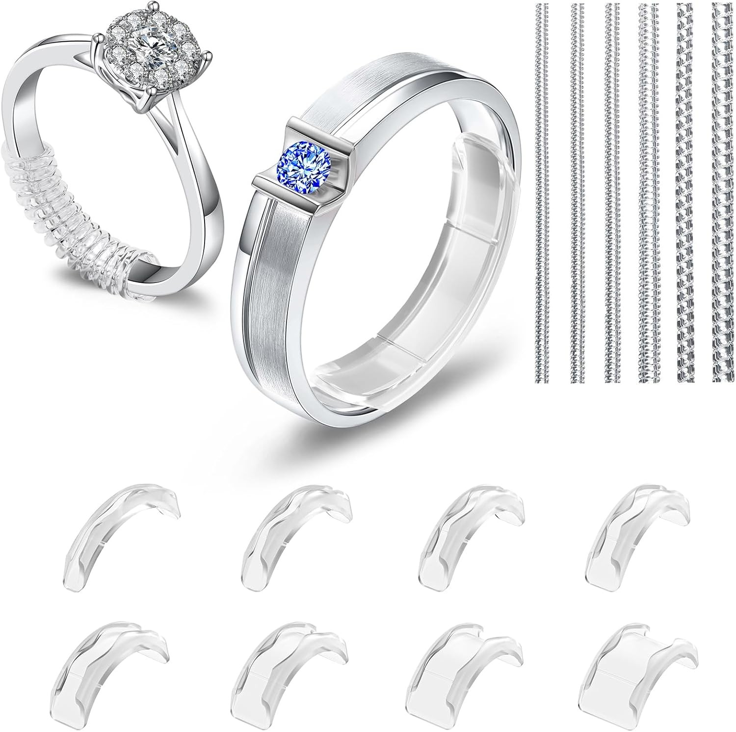 Xixter Ring Sizers for Loose Rings,14-Pack Adjuster Kit with Premium TPU to Stop