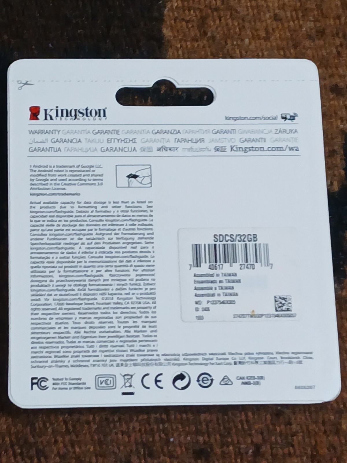 Kingston Micro SD 32GB HC I Class 10