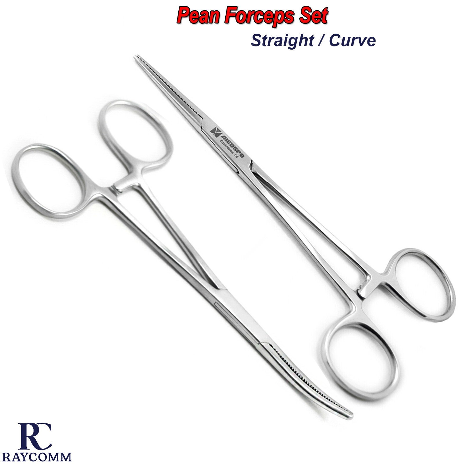 Set Of 2 Hemostat Pean Locking Forceps Rochester Veterinary Surgical Instruments