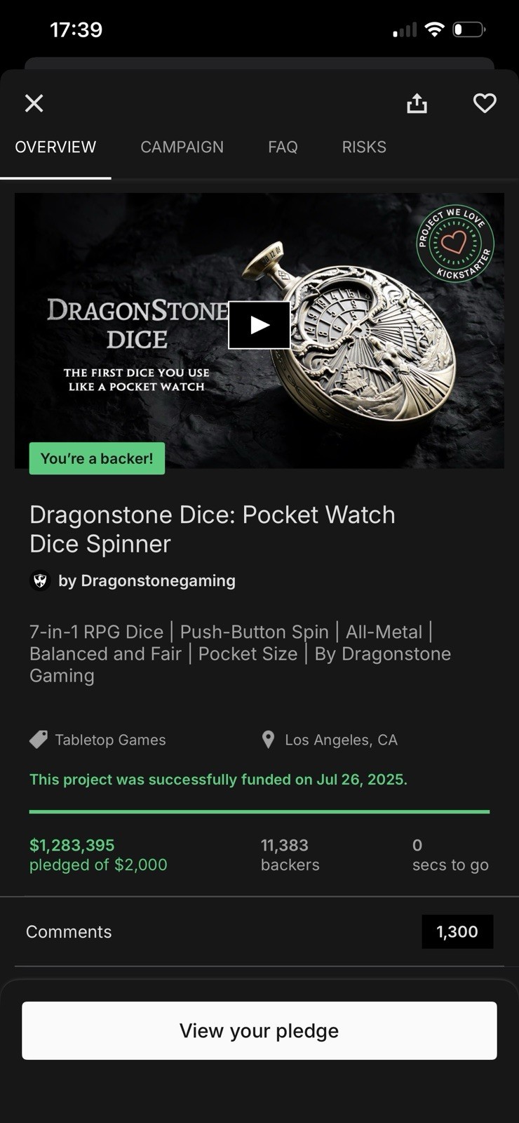 Dragonstone Prophecy Dice Spinner Kickstarter x3 | Silver, Brass, & Shadow Black