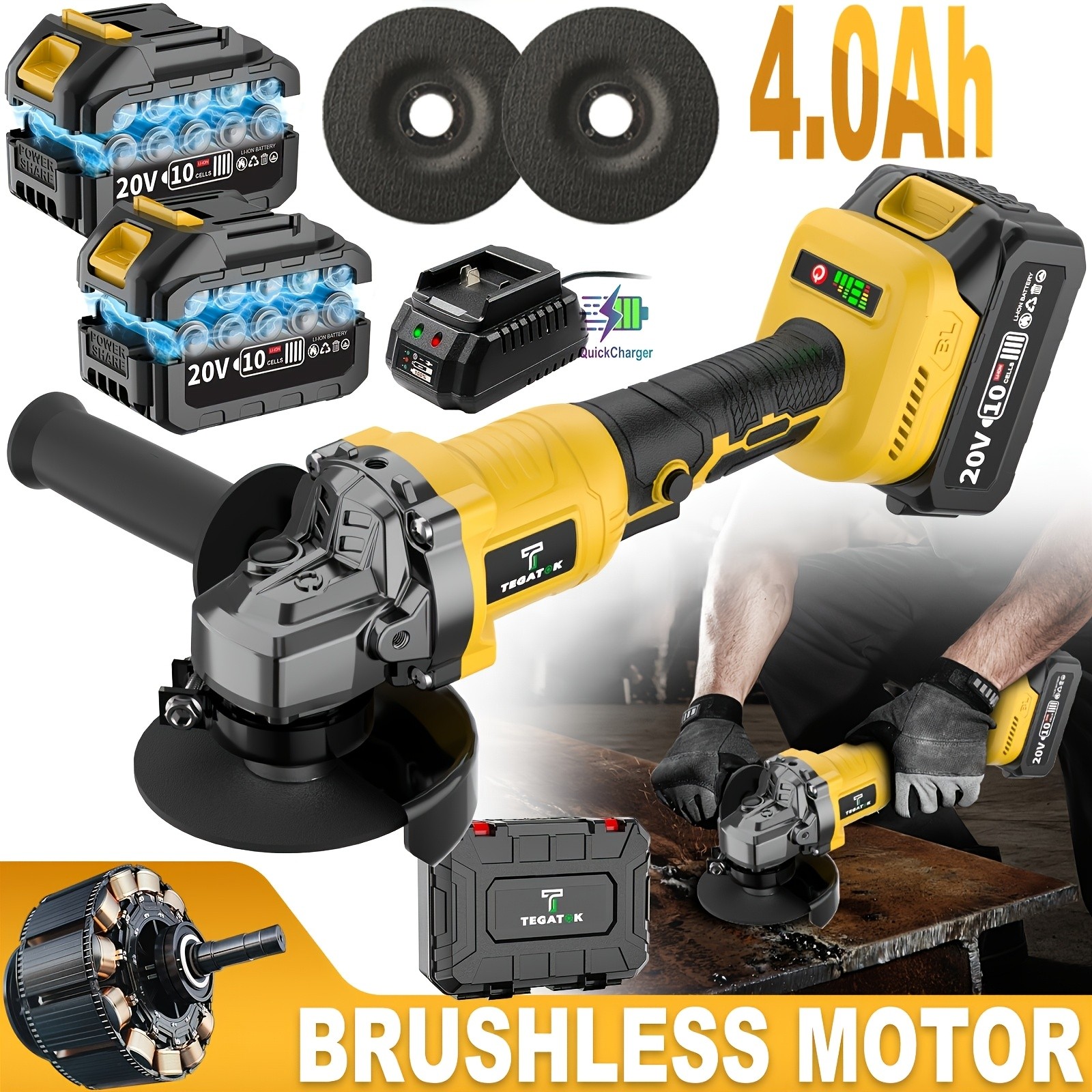[20V Brushless Grinding Machine] Handheld Electric Cordless Grinder