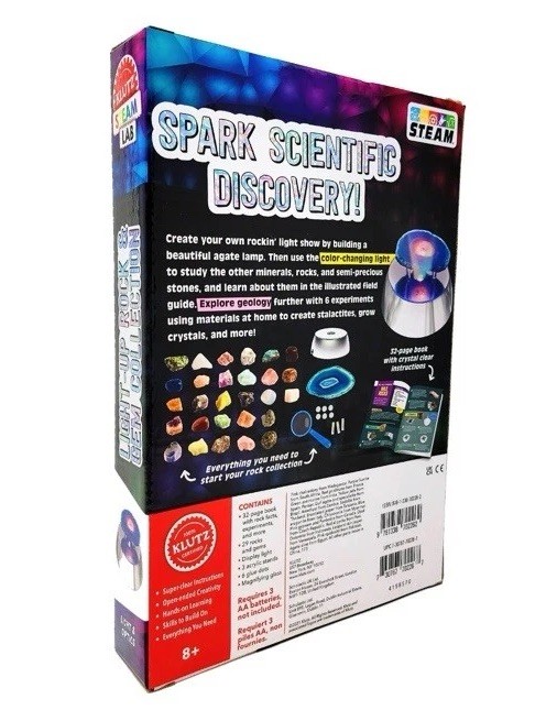 New Klutz Light-Up Rock & Gem Collection Kit With 29 Rocks Display Light