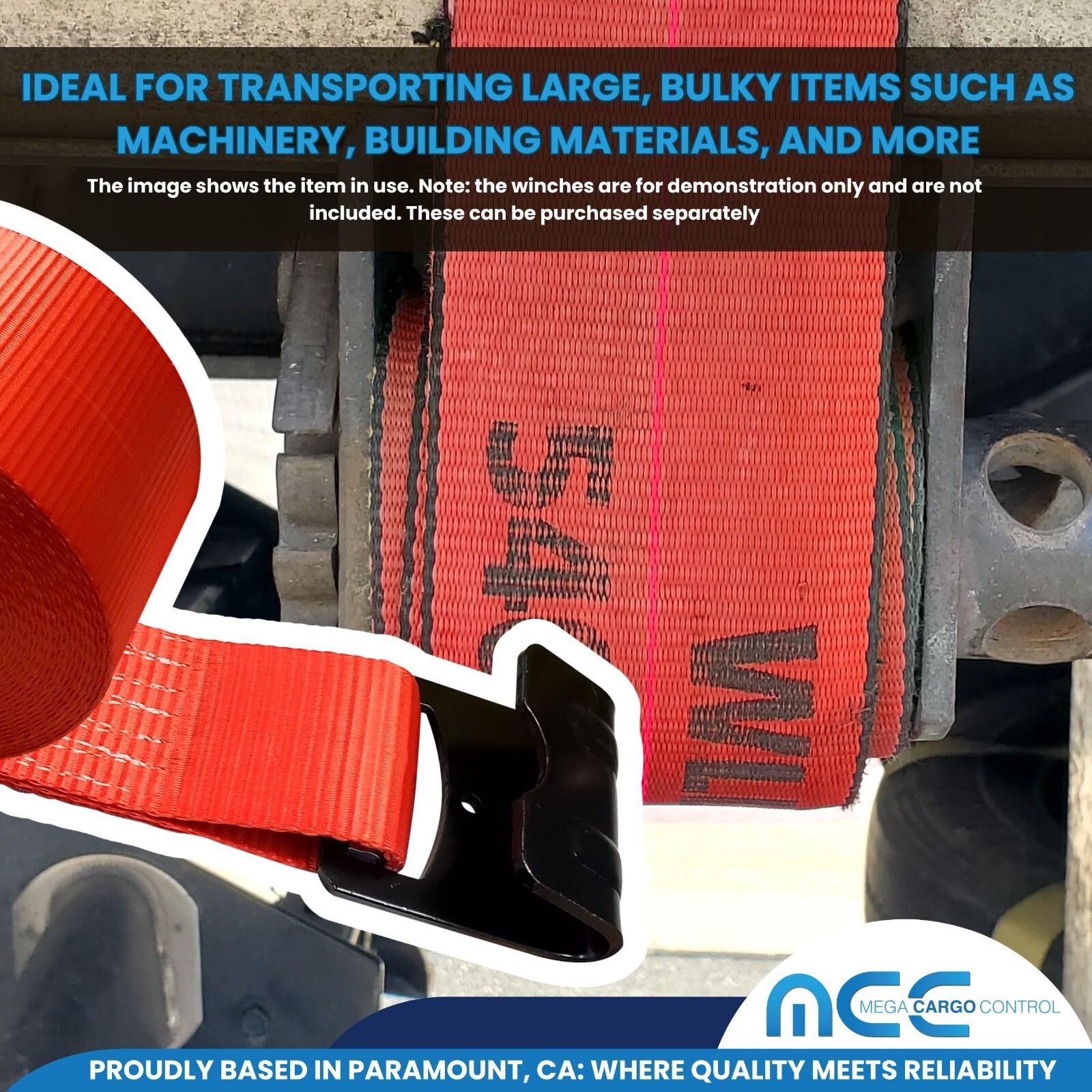USA 8 Pack Heavy Duty 4" x 40' Flatbed Winch Tie Down Strap w/Flat Hook 5400 LBS