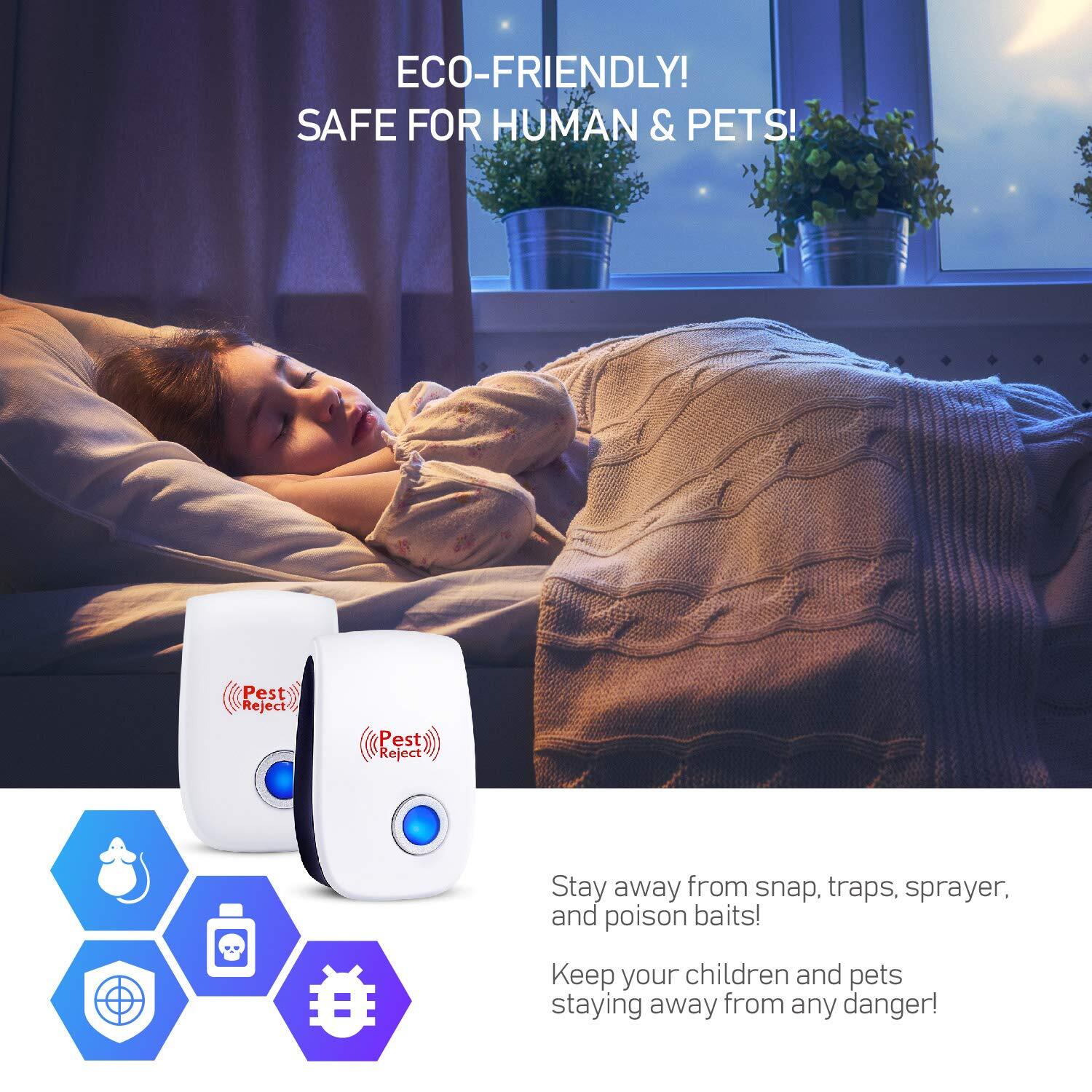 6X Ultrasonic Pest Repeller Electronic Control Repellent Bug Rat Mice Reject US