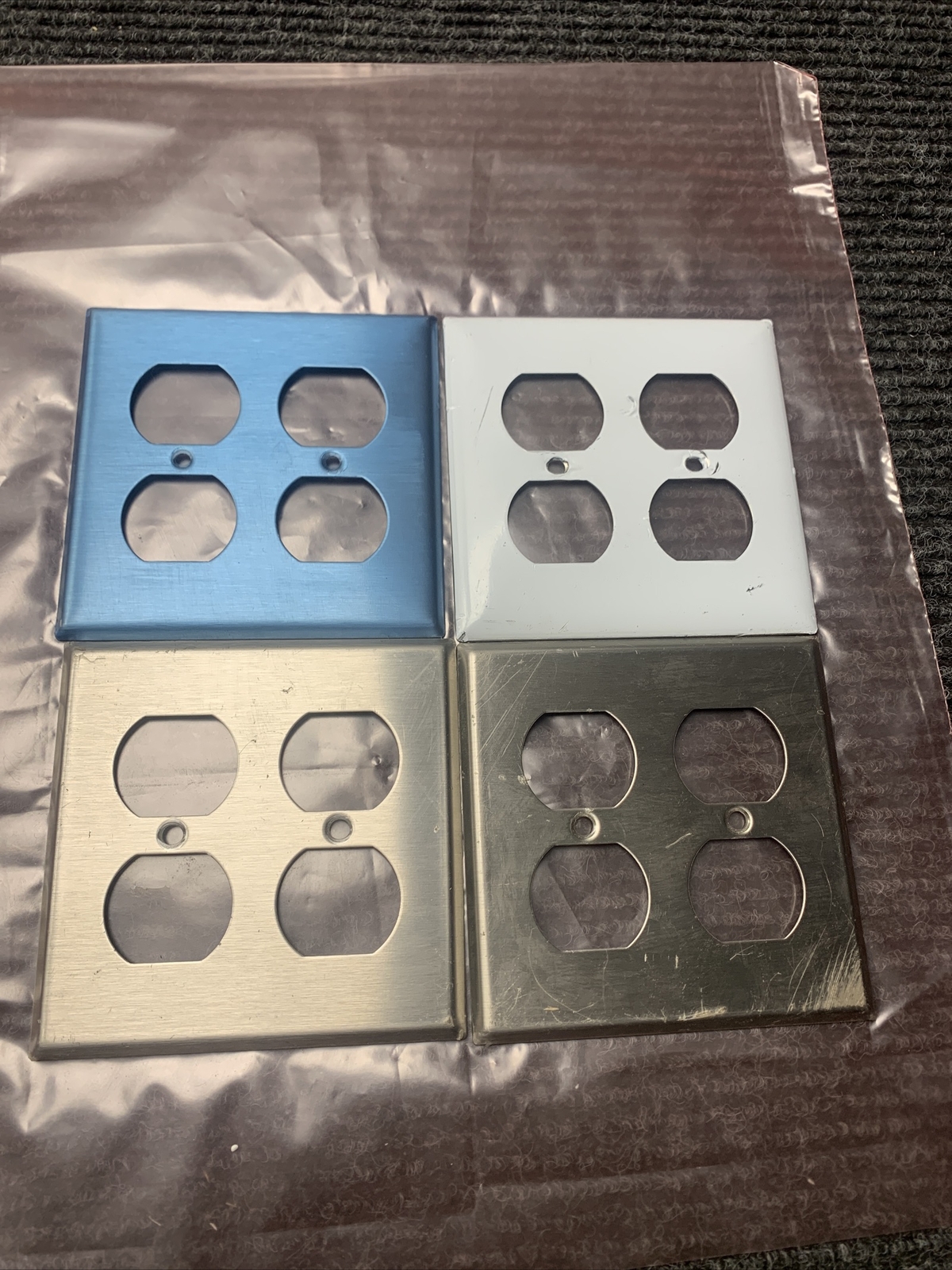 Lot x4 total Duplex Wallplate 2-Gang Stainless Steel, Standard, Different Brands
