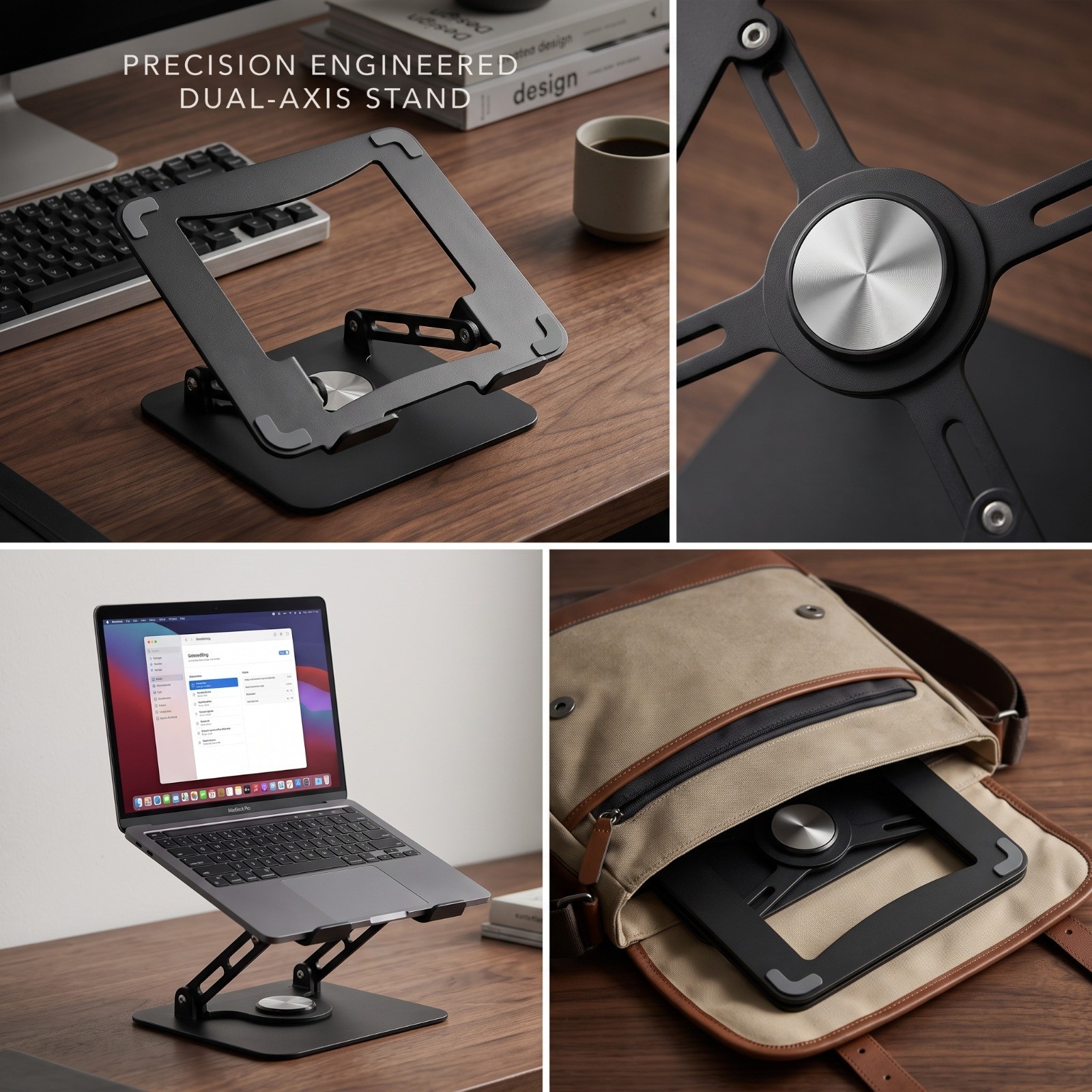 Adjustable Laptop Stand Foldable Aluminum Ergonomic Riser 360° Rotating Base